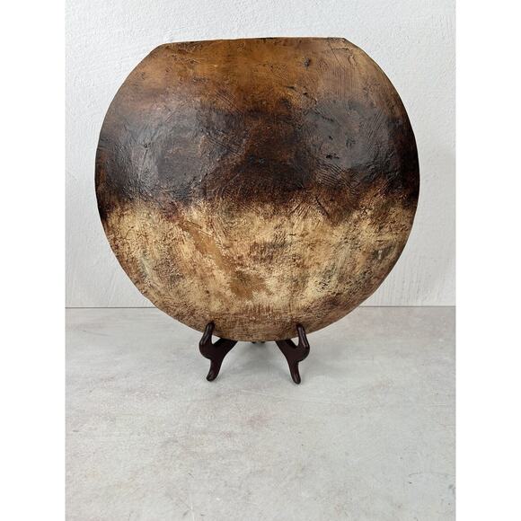 MCM Home‎ Decor Brown Circle Vase Plastic Large Brutalist Mondernist - Picture 1 of 15